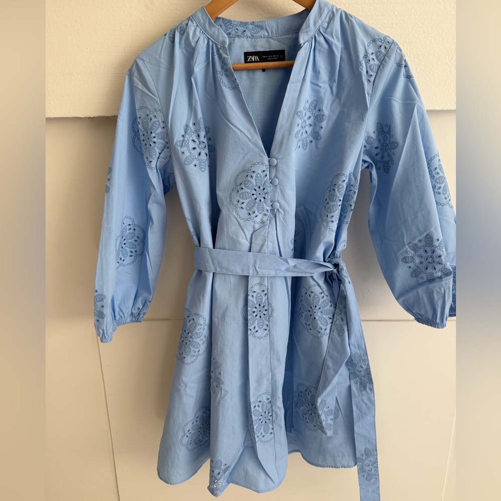 Zara Blue Embroidered dress